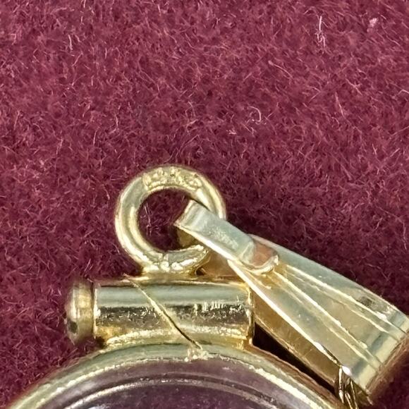 14K Yellow Gold Coin Bezel Gold Nugget Pendant Locket 18" #64579 - Picture 7 of 9